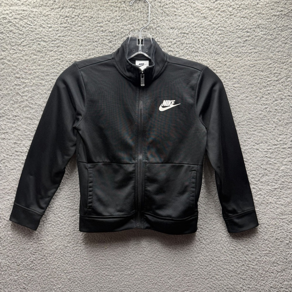 Nike Jacket Boys Size 7 Black Full-Zip Tricot Jogging Track Jacket Boys Size 7